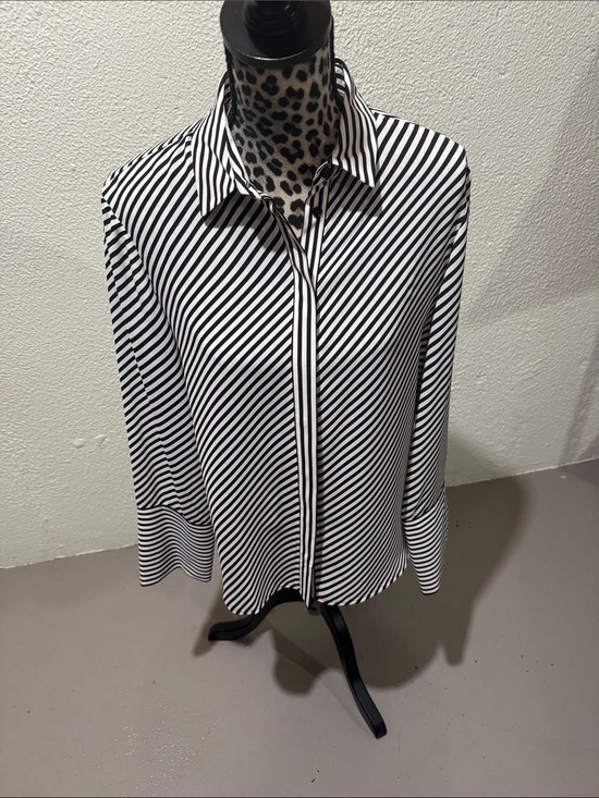 Anne Klein Tops - Anne Klein Black & White Diagonal Stripe Blouse